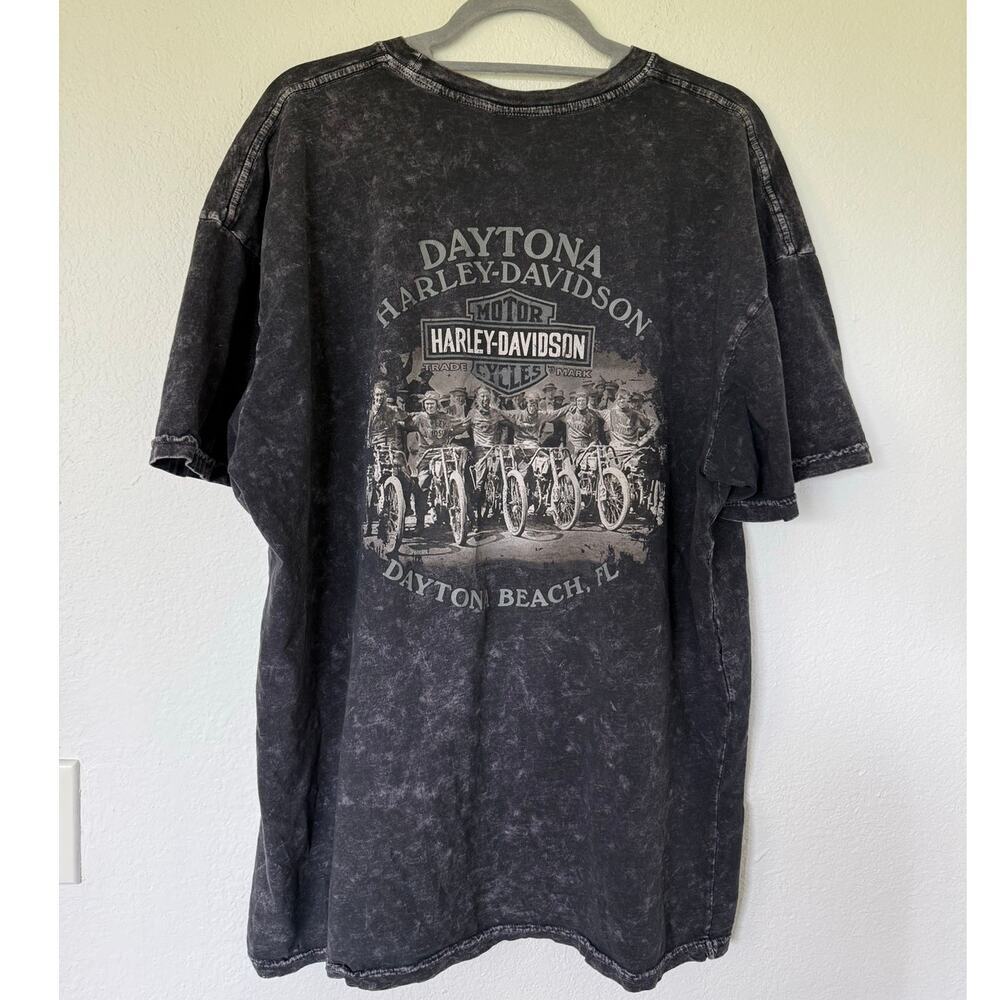 Harley Davidson Daytona Beach Graphic T-Shirt Women's Sz 2XL Gray Biker Grunge